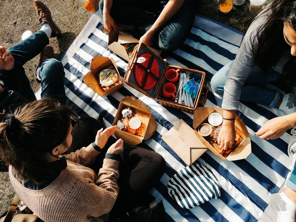 group of people eating